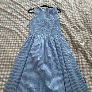 Hill House | Cosima Nap Dress | Large | Blue Stripe | NWT